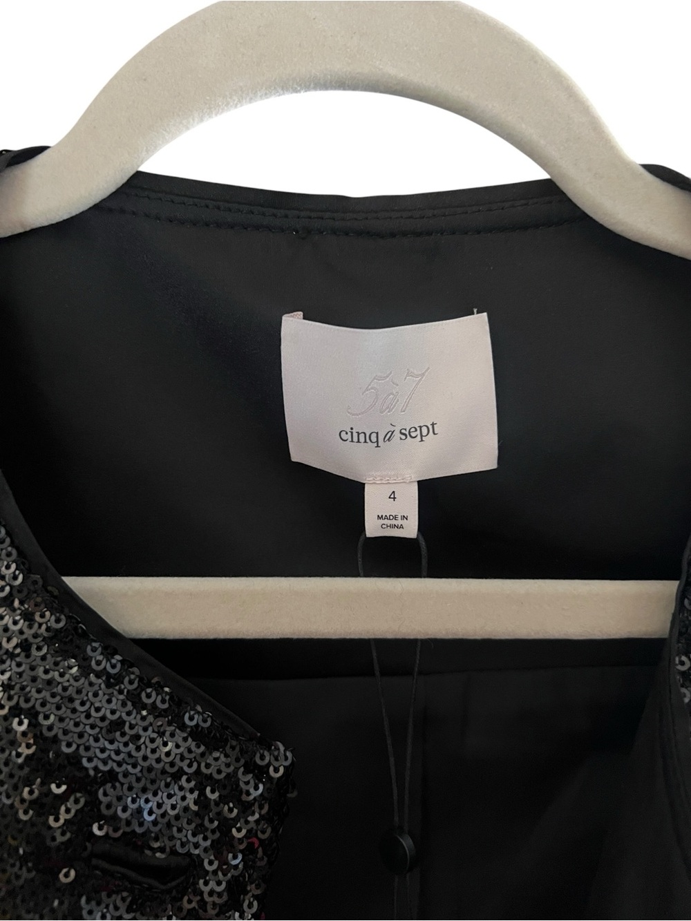 NWT cinq a sept Black Sequin “Randi” Cropped Blazer Jacket with Gold Buttons - Picture 12 of 14
